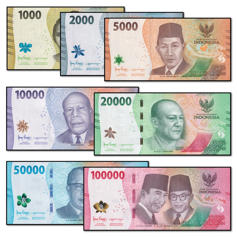 Indonesia 2022 1000-100000 Rupiah Complete Set of 7