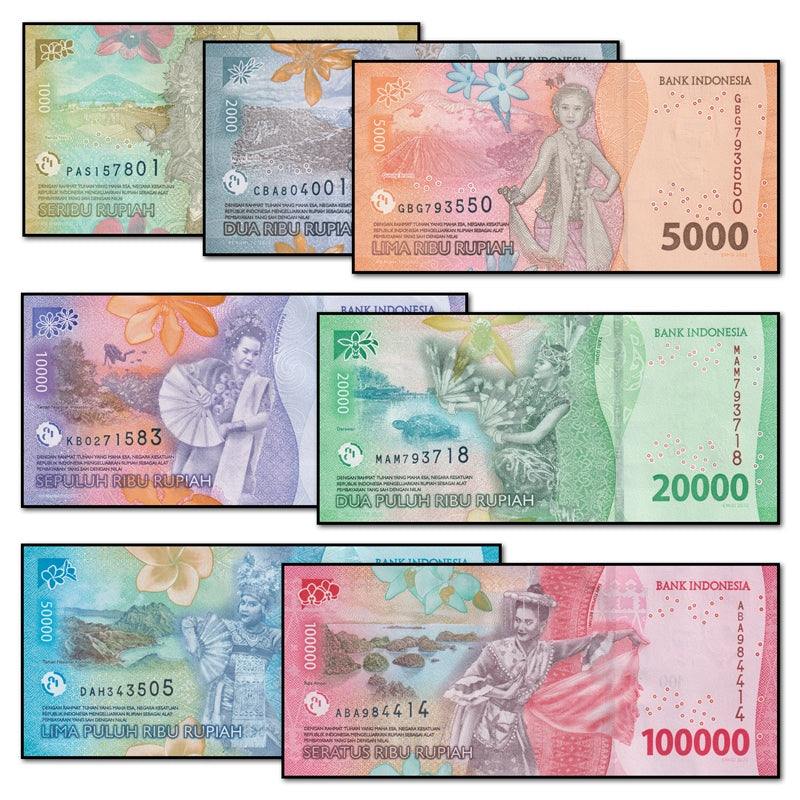 Indonesia 2022 1000-100000 Rupiah Complete Set of 7