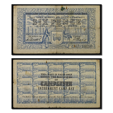 Australia 1941 Hay Internment Camp Sixpence VF20
