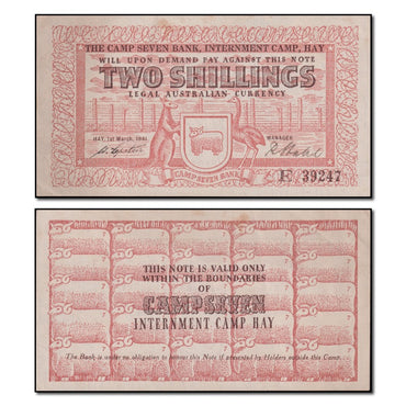 Australia 1941 Hay Internment Camp Two Shillings EF