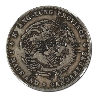 China (1890-1908) Kwangtung Silver Dragon Dollar Chopmarked NGC
