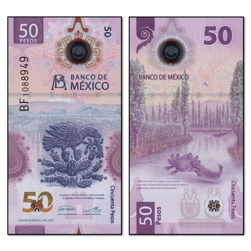 Mexico 2022 50 Pesos Polymer P.133B CFU