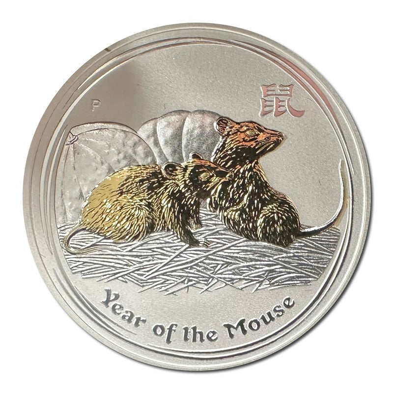 2008 Year of the Mouse Gilded 1oz Silver - Series II