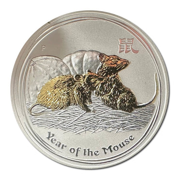 2008 Year of the Mouse Gilded 1oz Silver - Series II
