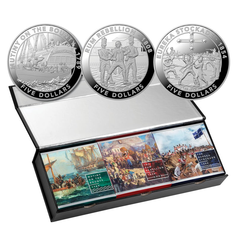 $5 2019 Mutiny and Rebellion Silver Proof Set of 3