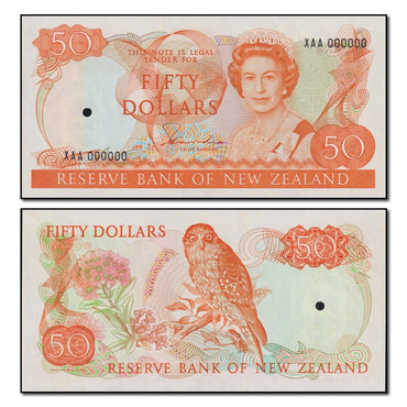 New Zealand 1983 $50 Serial Number - XAA000000