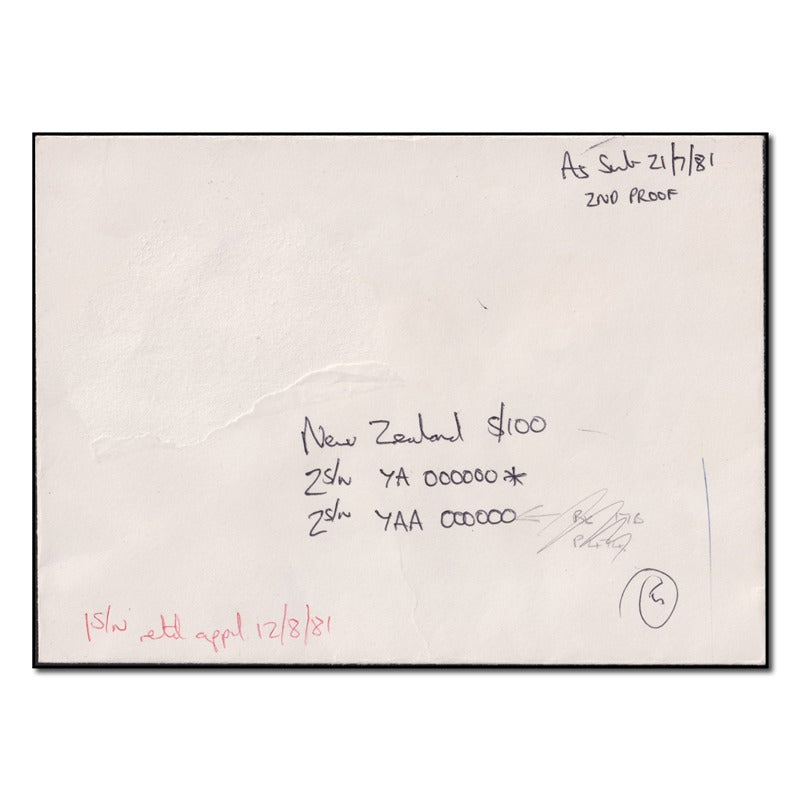 New Zealand 1981 $100 Serial Number - YA000000*
