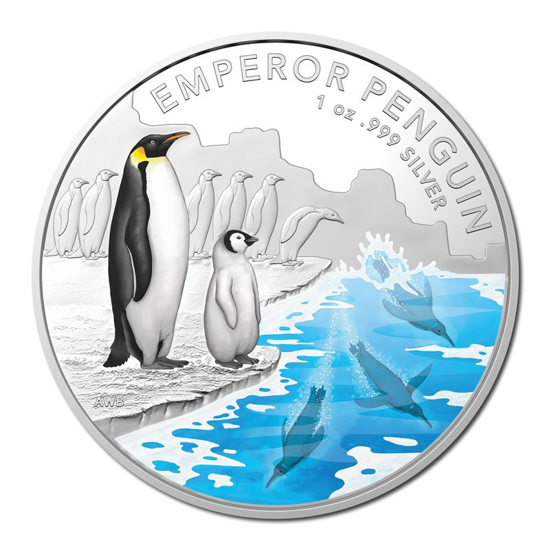 $5 2023 Australian Antarctic Territory - Emperor Penguin Silver Proof