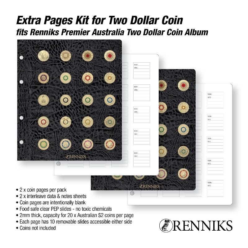 Renniks Premier $2 Coin Album Extra Pages Kit