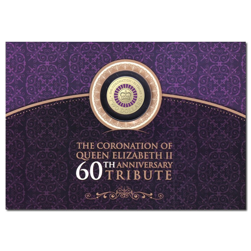 $2 2013 QEII Coronation 60th Anniversary Tribute Coloured UNC - Purple Card