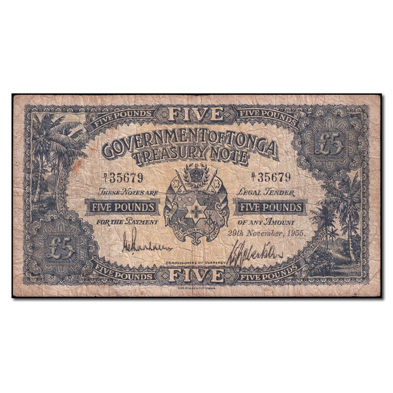 Tonga 1955 5 Pounds P.12b FINE