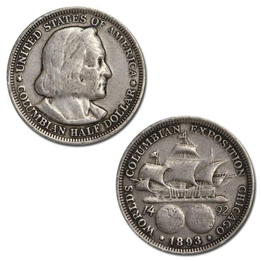 USA 1892 & 1893 Columbian Expo 50c Silver VG-FINE
