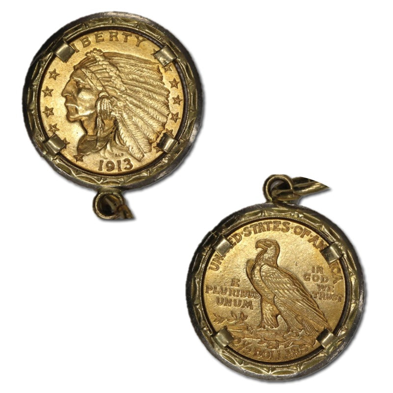 USA 1913 Philadelphia Gold Quarter Eagle in 18ct Frame