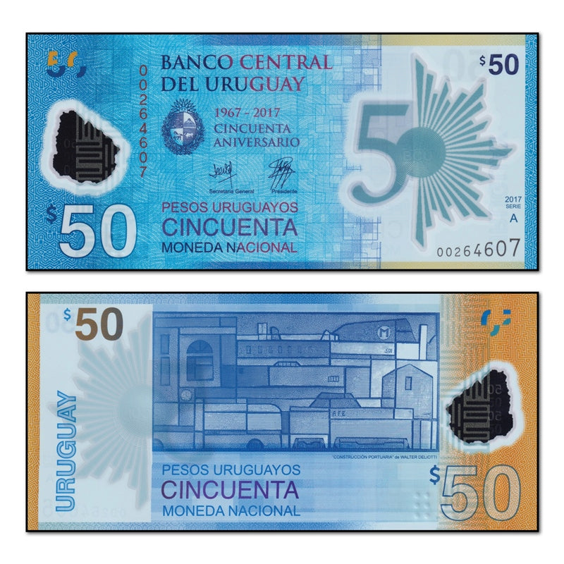 Uruguay 2017 50 Pesos Polymer P.100 CFU