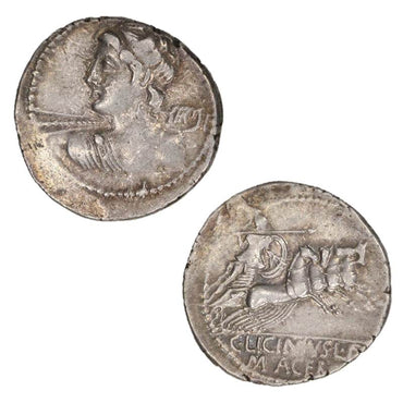 Roman Republican, C.Licinius L.f Macer 84BC Silver Denarius