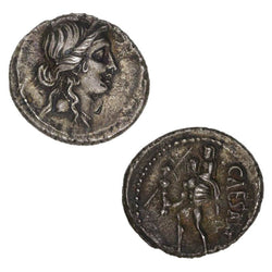 Roman Imperial, Julius Caesar 47-46BC Silver Denarius VF+