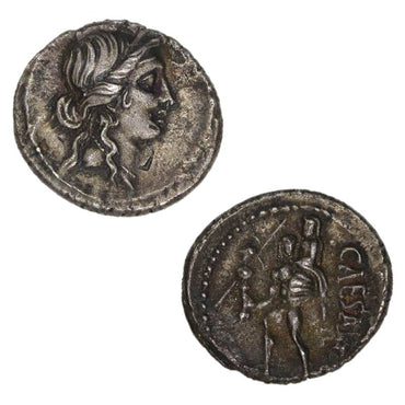 Roman Imperial, Julius Caesar 47-46BC Silver Denarius VF+
