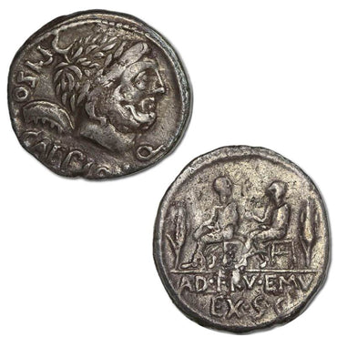 Republican, L.C.P Caesoninus & Q.Servilius Caep. 100BC Silver Denarius