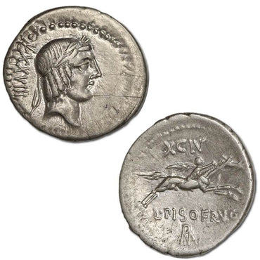 Republican, L.Calpurnius L.f L.n Piso Frugi 90BC Silver Denarius
