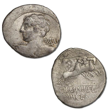 Roman Republican, C.Licinius L.f Macer 84BC Silver Denarius