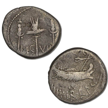 Roman Republic, Imperial, Marc Antony 32-31BC Silver Denarius nVF