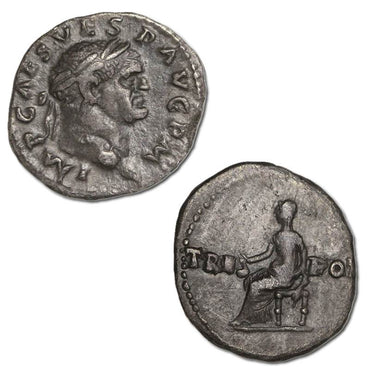 Ancient Roman Empire, Vespasian 69-79AD Silver Denarius