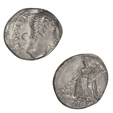 Roman Empire Augustus 27BC-14AD Silver Denarius Fine+