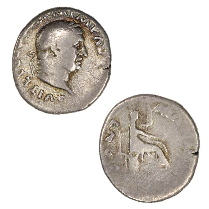 Ancient Roman Vitellius 69AD Silver Denarius Fine/VG