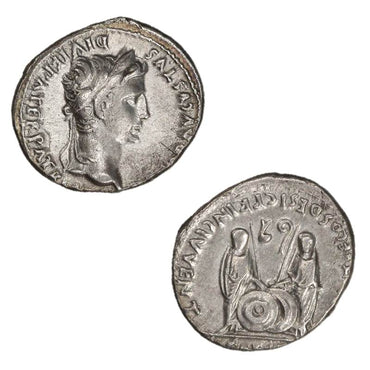 Ancient Rome Augustus 27BC-14AD Silver Denarius nVF