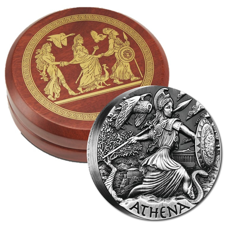 2015 Goddesses of Olympus – Athena 2oz Silver High Relief Antiqued Coin