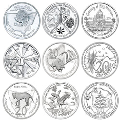 Australia 2001 Centenary of Federation 20c 50c Set of 18 Coins