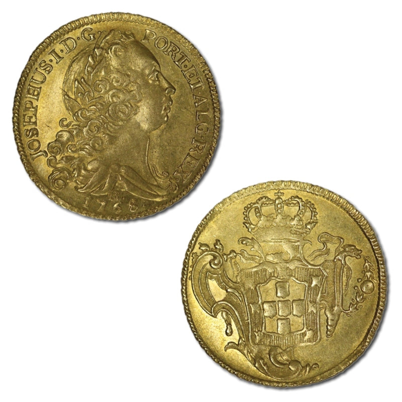 Brazil 1768R (Rio) Joseph I Gold (Half Johanna) 6400 Reis nEF