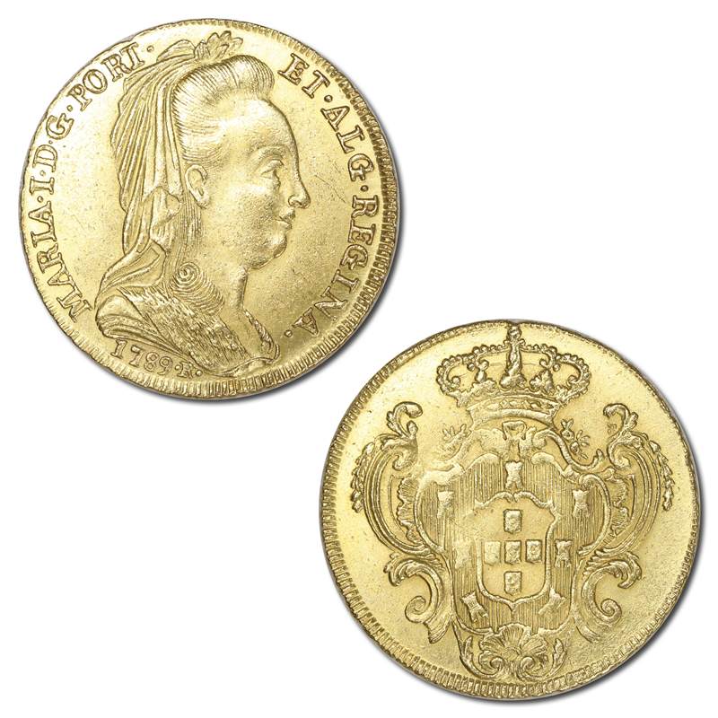 Brazil 1789R Maria I Gold (Half Johanna) 6400 Reis EF