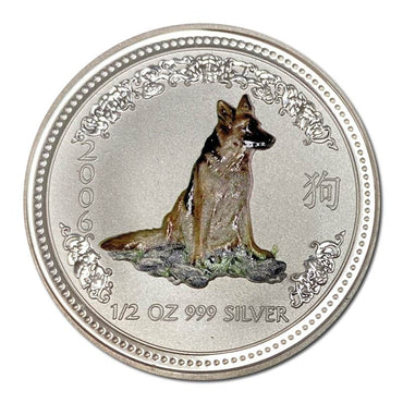 2006 Year of the Dog Coloured 1/2oz Silver UNC