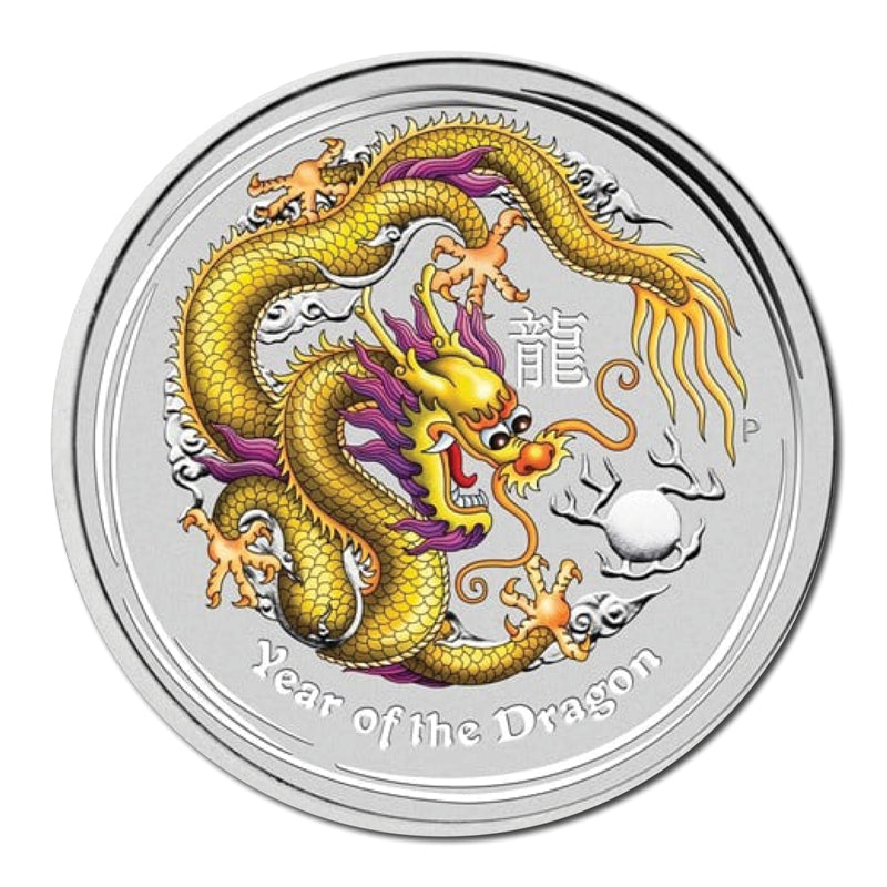 2012 Year of the Dragon Coloured 1oz Silver Proof - Melbourne ANDA