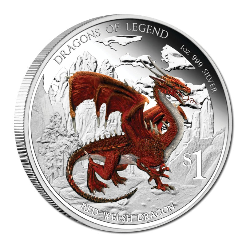 Tuvalu 2012 Dragons of Legend Red Welsh Dragon 1oz Silver Proof