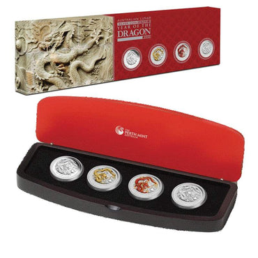 2012 Year of the Dragon 1oz Silver 4 Coin Typeset