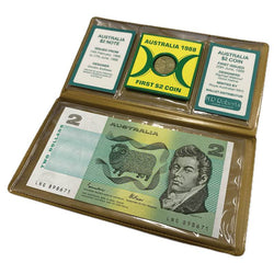 1988 $2 Australia Last Note & First Coin Wallet