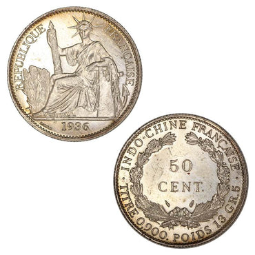 French Indo-China 1936 Silver 50 Centimes