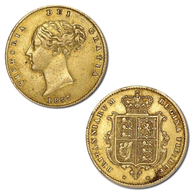 Great Britain 1855 Victoria Y/H Gold Half Sovereign