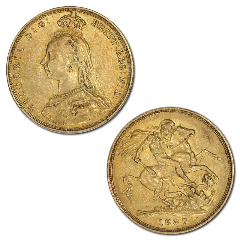 Great Britain 1887 Queen Victoria Jubilee Gold Sovereign VF