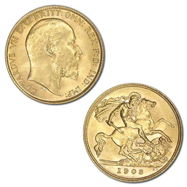 Great Britain 1908 Edward VII Gold Half Sovereign Lustrous UNC