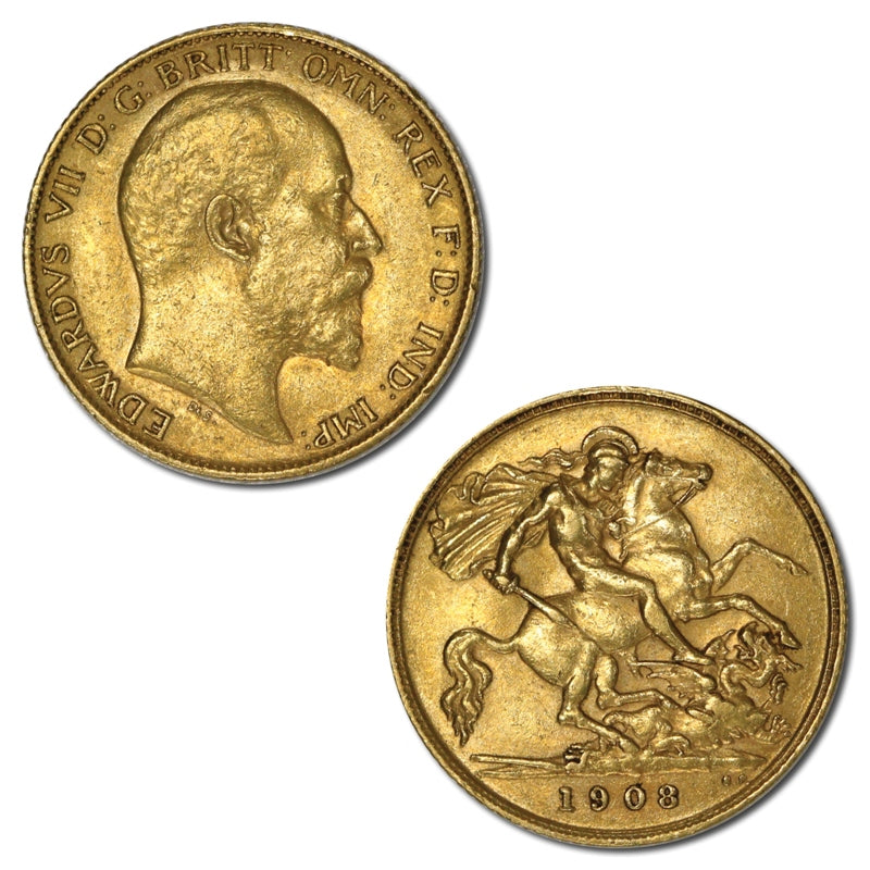 Great Britain 1908 Gold Half Sovereign VF+