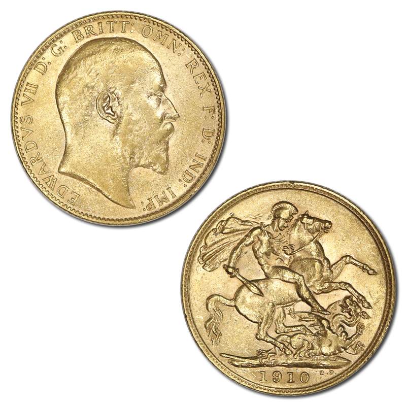 Great Britain 1910 Edward VII Gold Sovereign VF