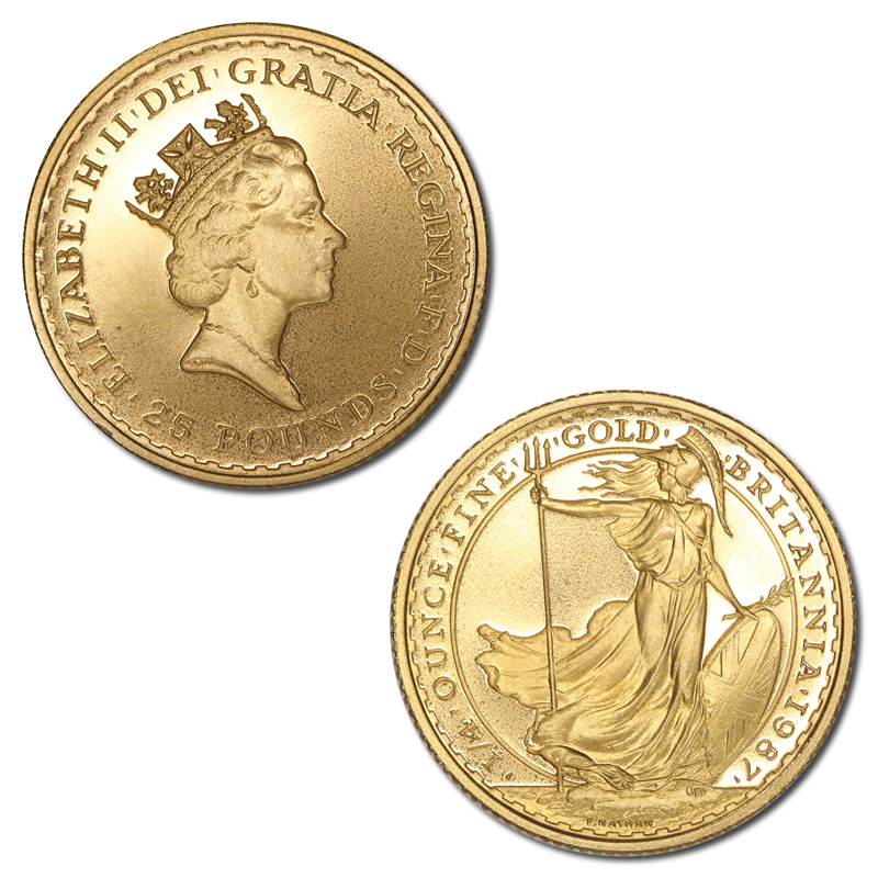 Great Britain 1987 Britannia Elizabeth II 1/4oz Gold