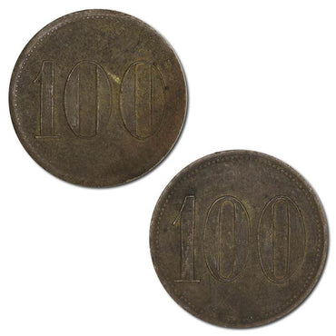 Germany N/D WWII Brass 100 Pfennig Canteen Token