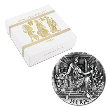 2015 Goddesses of Olympus – Hera 2oz Silver High Relief Antiqued Coin