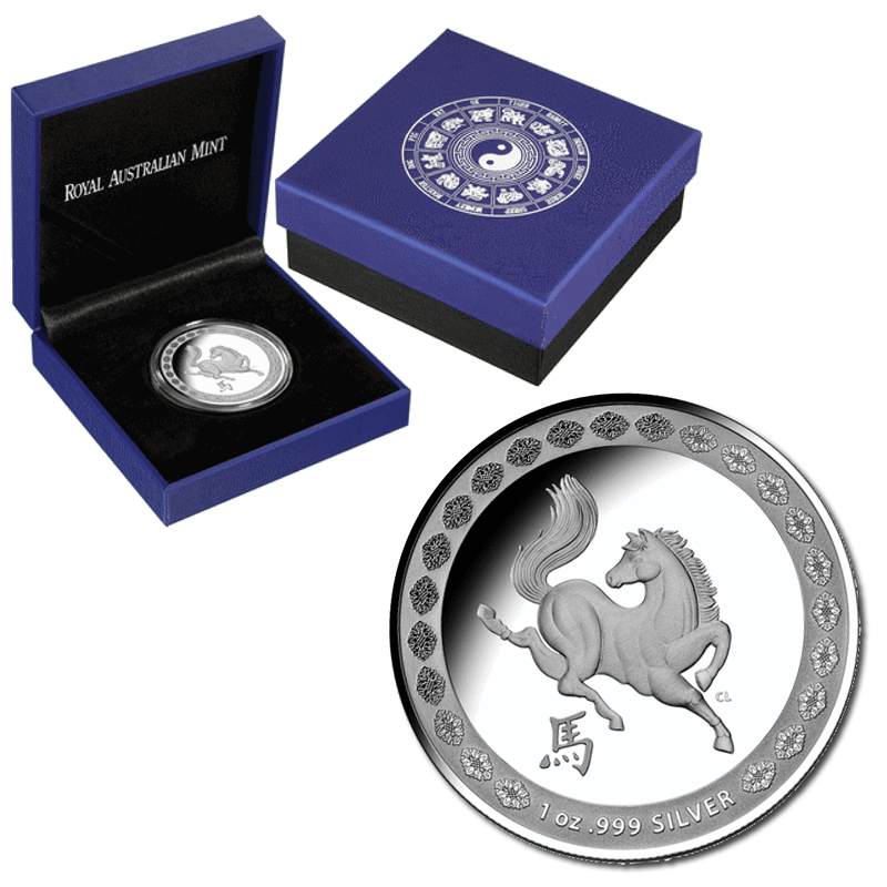 $1 2014 Year of the Horse 1oz Silver Proof - RAM
