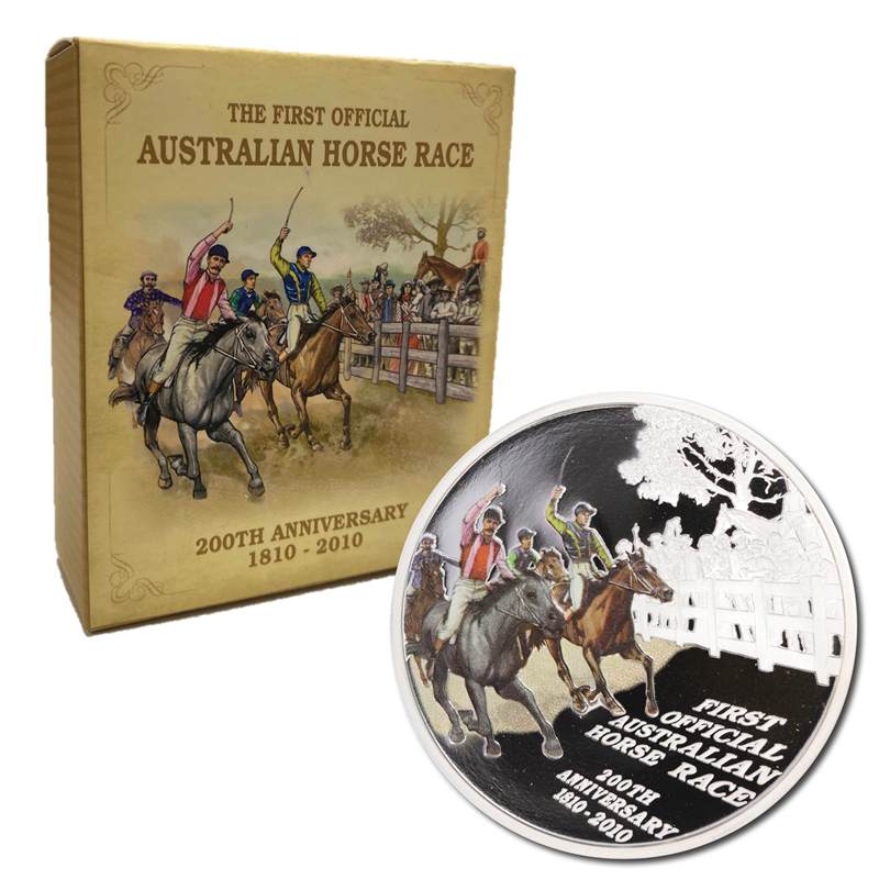 Tuvalu 2010 The First Official Australian Horse Race 1oz Silver