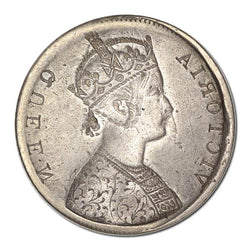 India (1862-1876) Silver 1 Rupee Error: Obverse Brockage